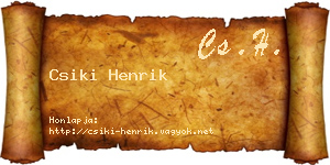 Csiki Henrik névjegykártya
